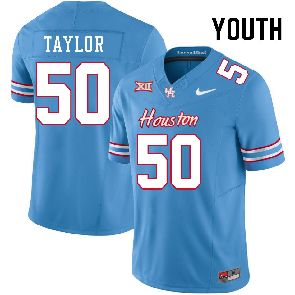 Youth #50 Zion Taylor Houston Cougars College Football Jerseys Stitched-Oilers